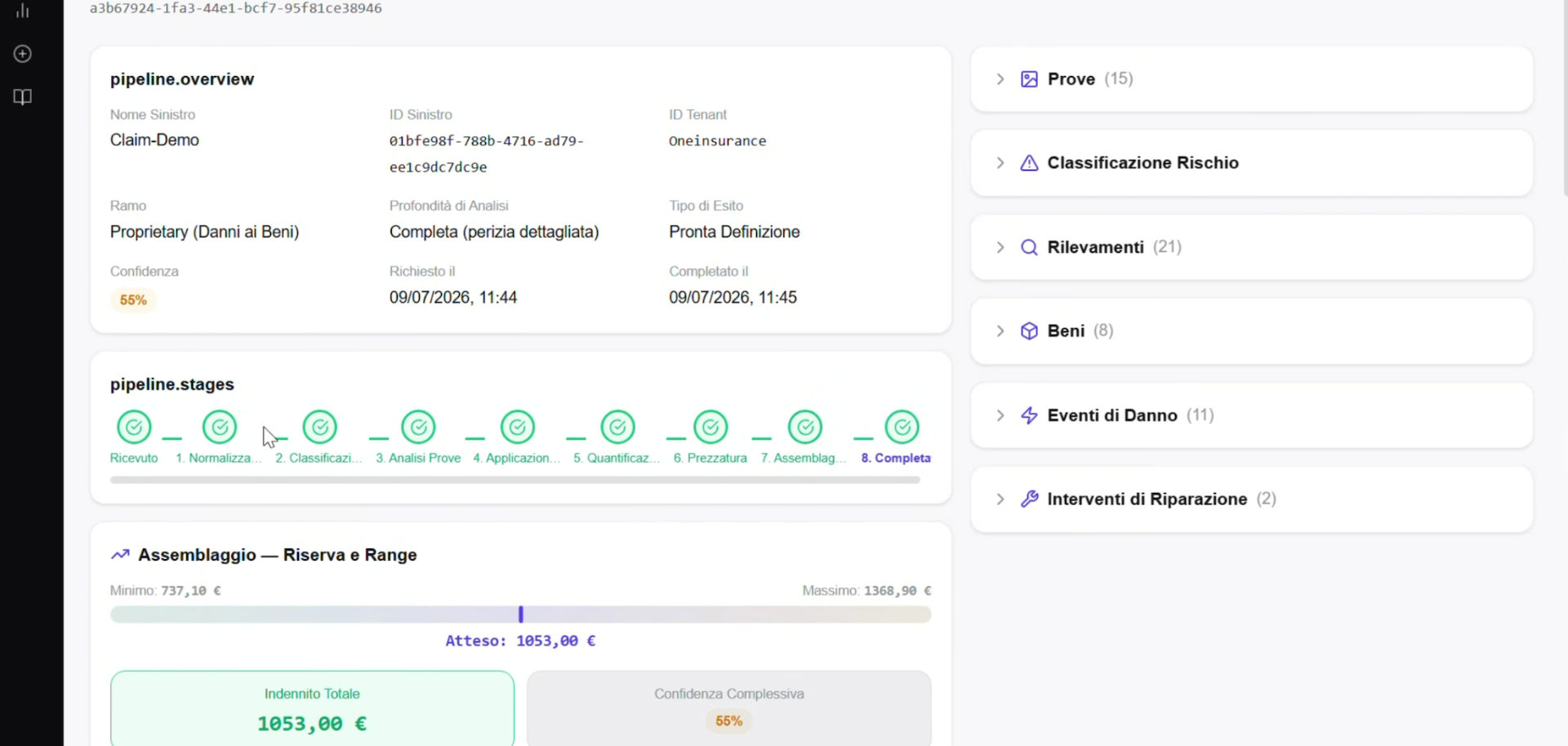 Pipeline di gestione sinistro